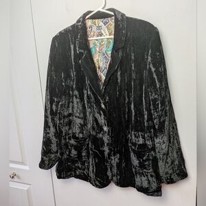 MXM Plus Size Black Velvet Women Blazer Size 18 Button Closure 2 Pockets Elegant